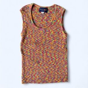 Vintage 90s Absolutely Creative Cotton Rainbow Ribbed Knit Tank Y2K